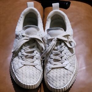 Cream Knit Sneakers